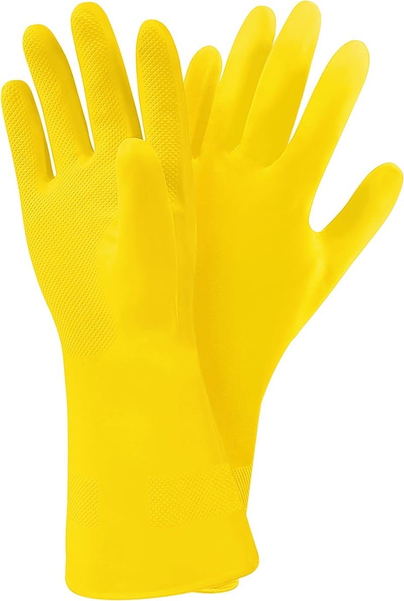 SteadMax 3 Pack Yellow Cleaning Dish Gloves, Professional Natural Rubber Latex Dishwashing Gloves, Reusable Kitchen Dishwasher Gloves Medium Size (3 Pairs) (Pack of 1) - Image 3